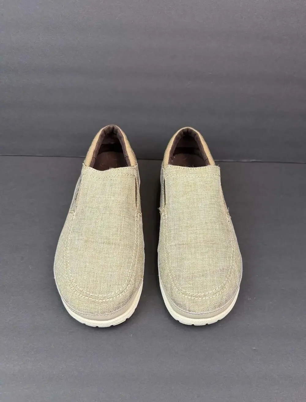 Crocs Santa Cruz Playa Slip-On Khaki Stucco Canvas Loafers Men's Size 10